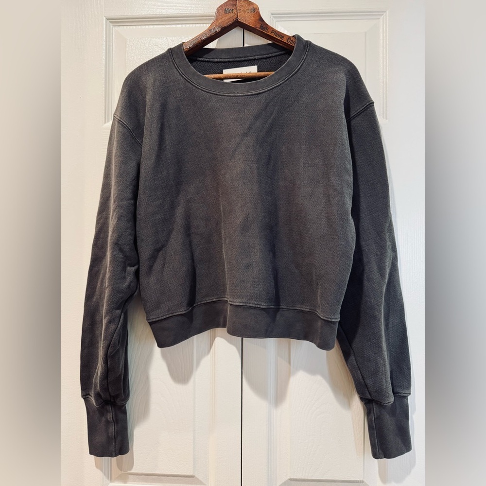 Les Tien Cropped Sweatshirt – Washed Black – Size XS
